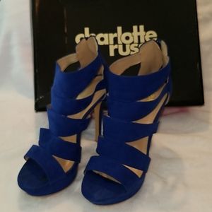 Charlotte Russe Gladiator Heels Suede Sz 10 Blue